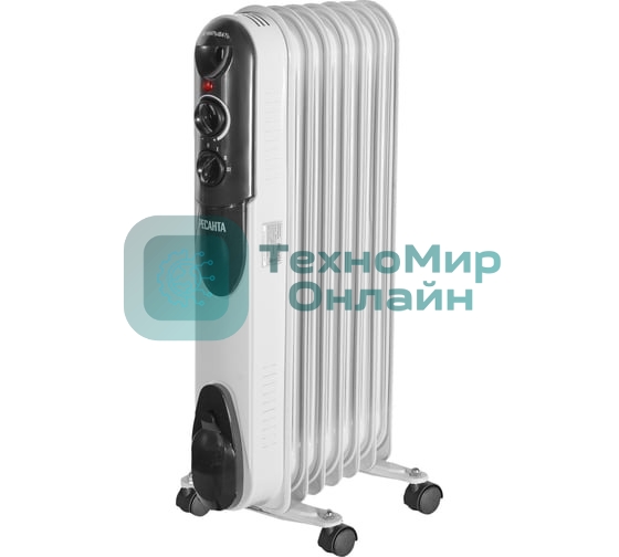 Обогреватель масляный Ресанта ОМПТ-7Н (7 секций) белый, 1500 Вт, 15 м2, термостат 67/3/3