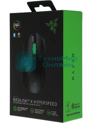 Мышь беспроводная Razer Basilisk V3 Hyperspeed черный, 18000 dpi, радиоканал, Bluetooth, USB, кнопки - 7