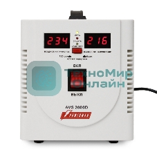 Стабилизатор напряжения Powerman AVS 2000D (2000ВА,15А,КПД 98%,циф. индикация вх./вых. напряж.) белый