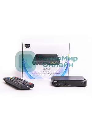 Ресивер эфирный цифровой DVB-T2 HD HD-555 пластик, дисплей, Эфир