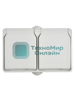 Розетка 2-я IEK ERS22-K01-16-54-DC ОП Форс РСб22-3-ФБ 16А IP54 с заземл. защ. шторки белый
