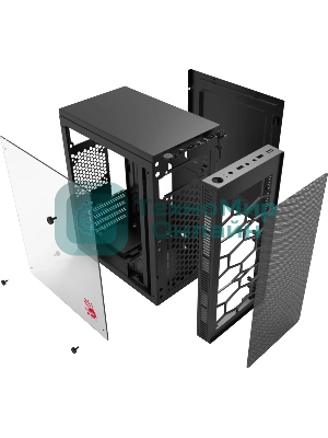 Компьютерный корпус Bloody BD-CC101 черный без БП mATX 1x80мм 1x92мм 2x120мм 2xUSB 2.0 1xUSB 3.0 audio