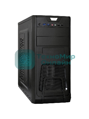 Компьютерный корпус Miditower ExeGate CP-603-UNS500 (ATX, БП UNS500 с вент. 12см, 2хUSB, аудио, черный)