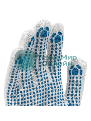 Перчатки трикотажные Сибртех х/б, 200 пар, ПВХ точка, 6 нитей, 10 класс