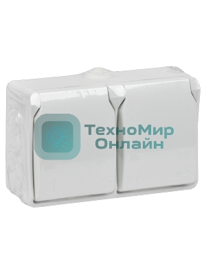 Розетка 2-я IEK ERS22-K01-16-54-DC ОП Форс РСб22-3-ФБ 16А IP54 с заземл. защ. шторки белый