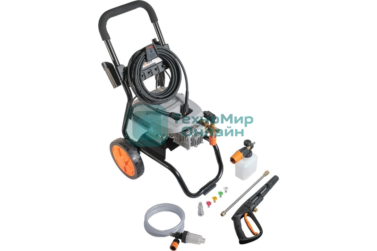 Мойка высокого давления Bort KEX-2800 2500 Вт, максимальное давление 125 бар, рабочее давление 105 бар, 12 л/мин, 23 кг, набор аксессуаров 10шт