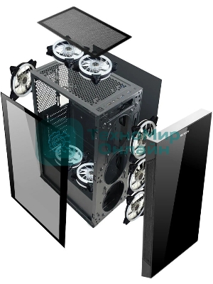 Компьютерный корпус Ginzzu CL280 FAN 12CM RGb*4 USB3.0 Window