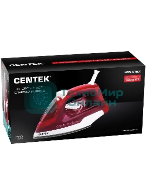 Утюг Centek СТ-2347 пурпурный/белый, 1800 Вт, 20 г/мин, 80 г/мин, 200 мл
