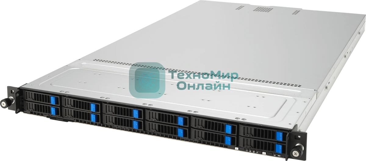 Серверная платформа ASUS RS700-E11-RS12U, 1U, 2x Socket-E LGA4677, 32x DDR5 4800*/5600*, 12x2.5'' NVMe/SATA*/SAS* hsb (*-RAID/HBA need), 2x M.2 PCIe 2260/2280, up to 3x PCIe Gen5 + 1 x int RAID slot, 2 x 10G(Intel X710-AT2) RJ45 LAN, 1+1 1600W
