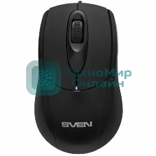 Мышь проводная SVEN RX-110 черный, 1000 dpi, USB, кнопки - 3