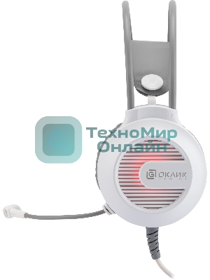 Гарнитура проводная с микрофоном Оклик HS-L300G White белый 2.2м мониторные USB оголовье (1796952)