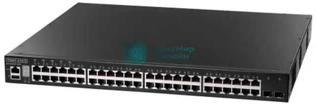 Коммутатор 48 x GE + 2 x 10G SFP+ ports + 1 x expansion slot (for dual 10G SFP+ ports) L3 Stackable Switch, w/1 x RJ45 console port, 1 x USB type A storage port, RPU connector, Stack up to 4 units,PoE Budget max. 780W Edge-corE ECS4620-52P