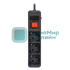 Сетевой фильтр 16А, 3500 Вт, 3 гнезда, без з/ш, с з/к, ПВС 3x1.0, 1,8 м, черный (SBSP-3-18-K)