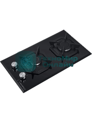 Газовая варочная панель Maunfeld EGHG.32.2CB/G, 2 конфорки, закаленное стекло, черный