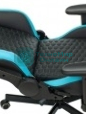 Кресло Knight Neon черный/голубой, экокожа, 120 кг, механизм качания