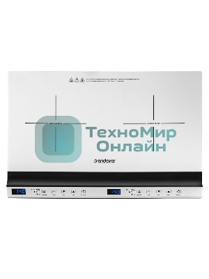 Плитка электрическая индукционного типа с двумя конфорками Endever Skyline IP-69, белый, мощность 1800 Вт+1300 Вт, диаметр посуды 12-26 см, 2 шт/уп