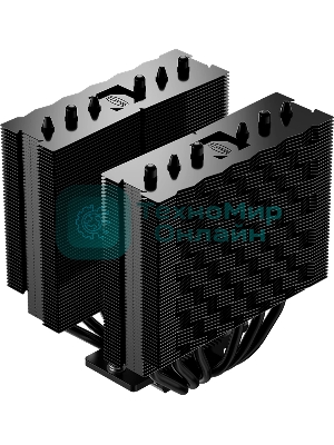 Кулер для процессора/CPU Cooler PCCooler RT620 ARGB BK (250W, 4-pin PWM, 157мм, Al/Cu, 6x6мм, 2x120мм, 73.32CFM, 34.9dBA, 2200RPM, S: 1851/1700/1200/115X, AM5/AM4, черный)