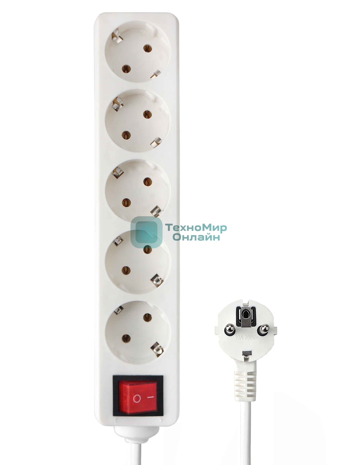 Удлинитель Гарнизон EL-NB-G5-W-3 5р 10А 3 м с выключателем и заземлением, белый