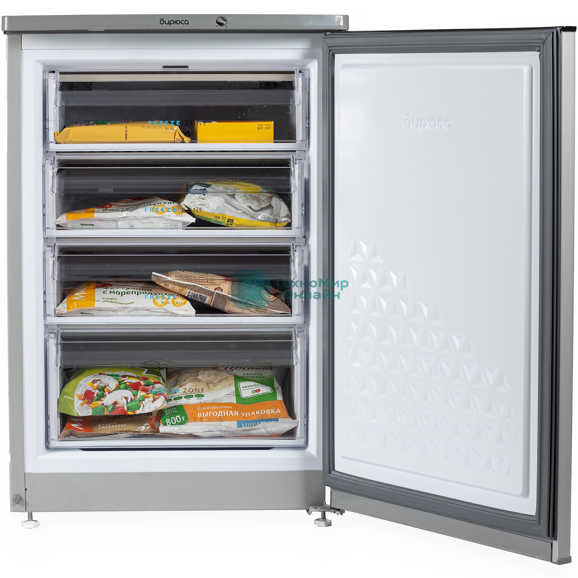 Морозильная камера Бирюса M514 металлик 110л, 4 ящика