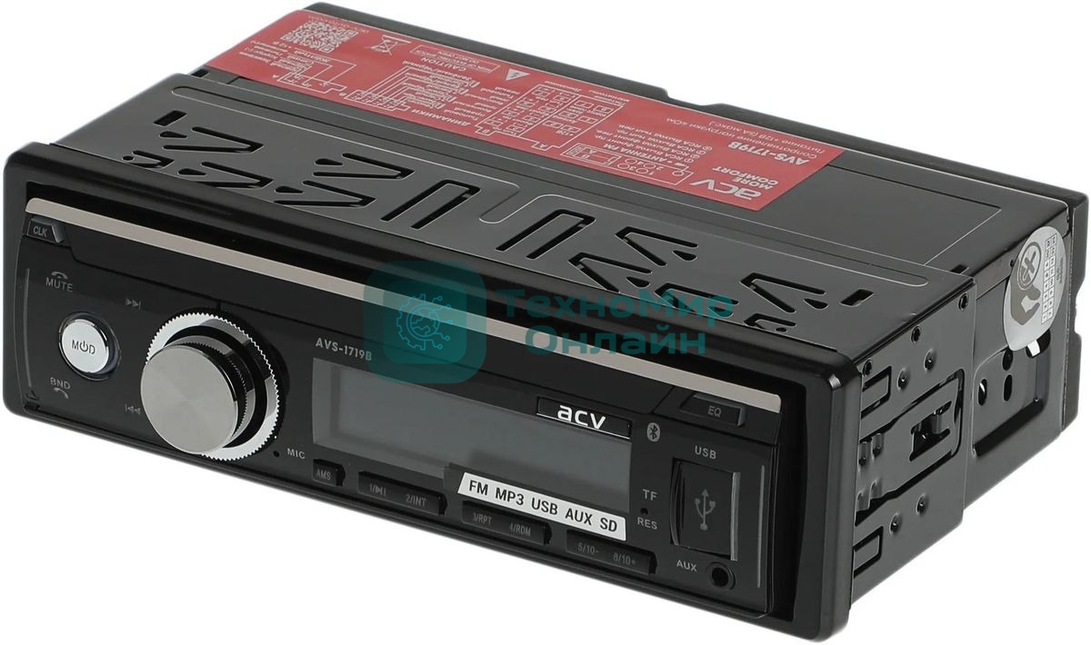 Автомагнитола ACV AVS-1719B, 1 DIN, Bluetooth, USB Type-A, AUX
