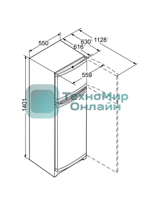 Холодильник Liebherr CTE 2531-26 001 белый двухкамерный 189/44л морозилка сверху