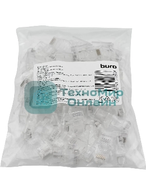 Коннектор Buro RJ45 прозрачный (упак.: 50 шт)