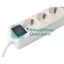 Удлинитель Гарнизон EL-NB-G5-W-3 5р 10А 3 м с выключателем и заземлением, белый