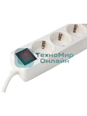 Удлинитель Гарнизон EL-NB-G5-W-3 5р 10А 3 м с выключателем и заземлением, белый