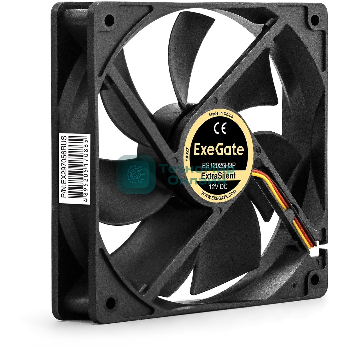 Вентилятор для корпуса ExeGate ExtraSilent ES12025H3P черный, 120 мм, 1450 об/мин, 24 дБ, 3 pin