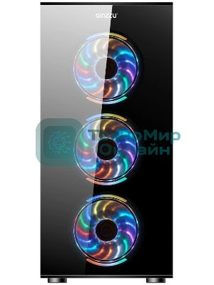 Компьютерный корпус Ginzzu CL280 FAN 12CM RGb*4 USB3.0 Window