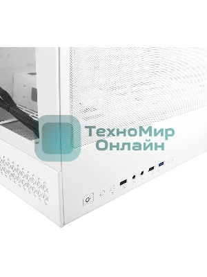 Компьютерный корпус Ginzzu V560 RGb подсветка, закаленное стекло 1хUSB 3.0,1хUSB 2.0, AU белый ATX