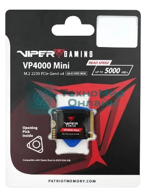 Накопитель SSD Patriot Viper VP4000, 2Tb, PCIe 4.0 x16, M.2 2230, NVMe, R/W 3200/3500, с радиатором