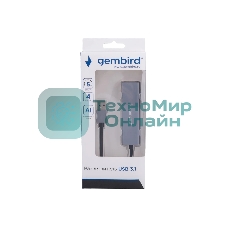 Концентратор USB 3.0 Gembird UHB-C464, 4 порта, кабель 17см, алюминий
