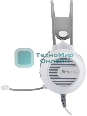 Гарнитура проводная с микрофоном Оклик HS-L300G White белый 2.2м мониторные USB оголовье (1796952)