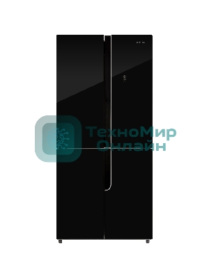 Холодильник Nordfrost RFQ 510 NFGB черный трехкамерный инвертер 286/141 л морозилка снизу, No Frost, Side by Side