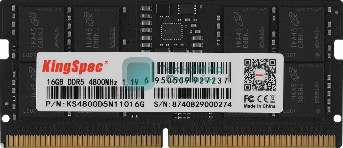 Оперативная память KingSpec DDR5, 16Gb (1x16GB), 4800MHz, CL40 SO-DIMM