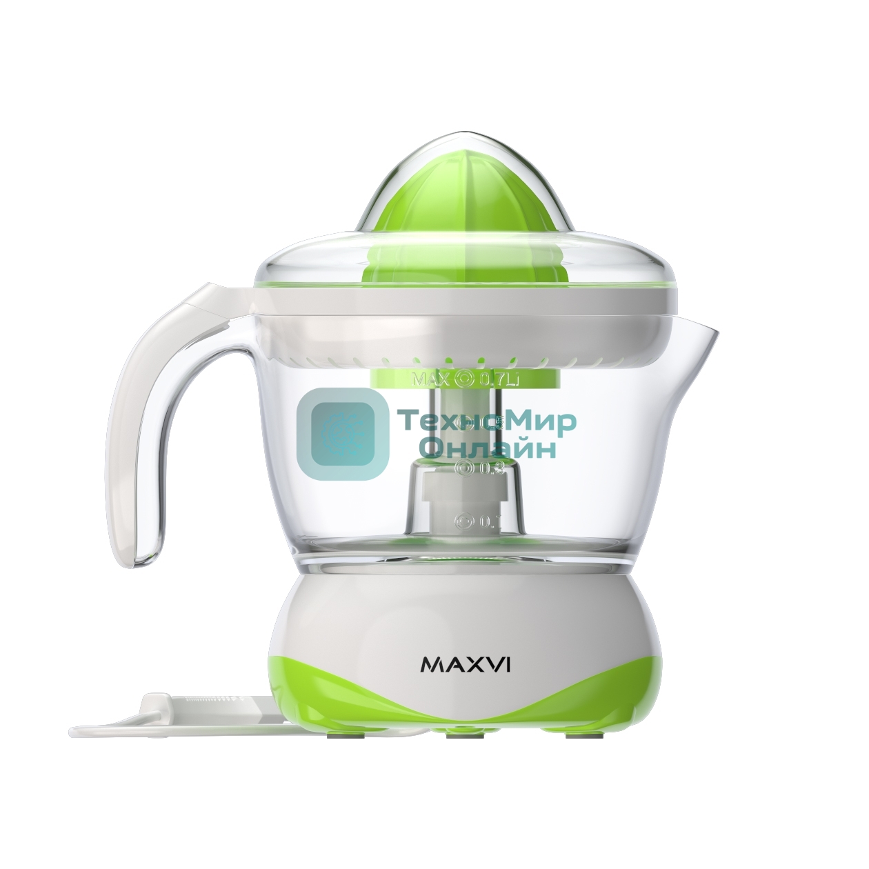 Соковыжималка Maxvi SG401 белый/зелёный, цитрусовая, 40 Вт, 700 мл, механическое