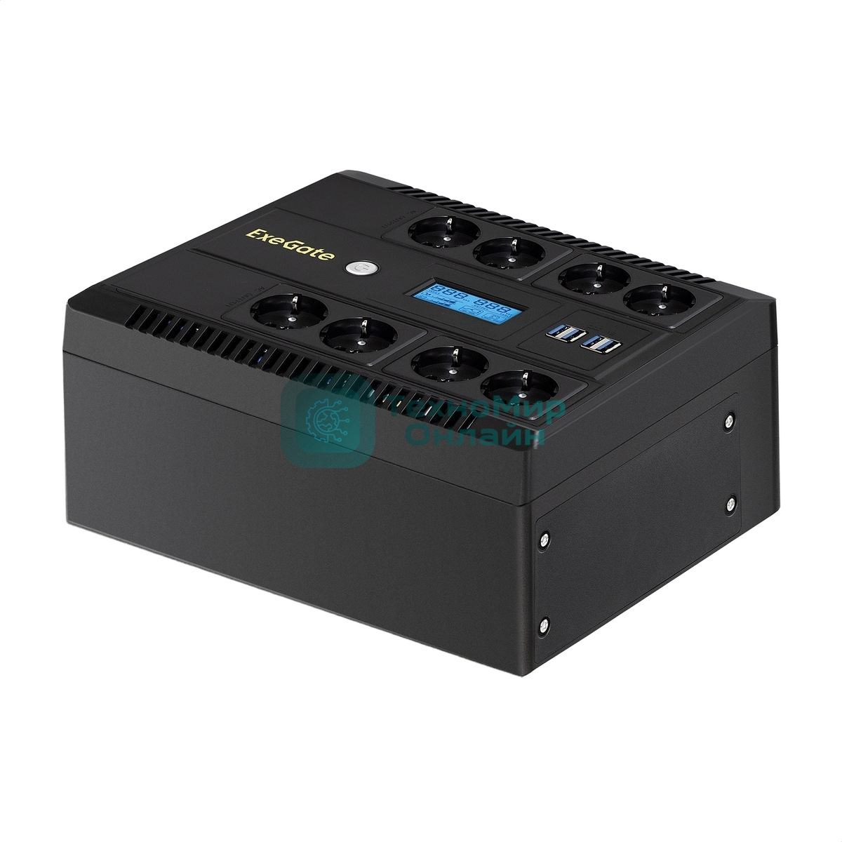Источник бесперебойного питания ExeGate NEO Smart BU-600.LCD.AVR.5SH 600VA/360W, цветной LCD-дисплей, AVR, 5*Schuko, черный
