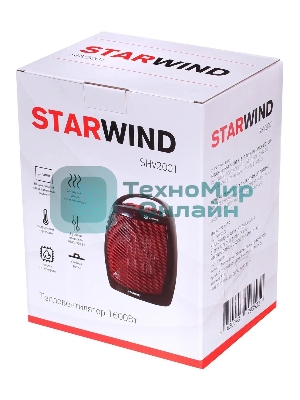 Тепловентилятор Starwind SHV2001, черный/красный, 1600 Вт, 15 м2, термостат