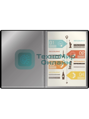 Папка с 40 прозрачными вкладками Silwerhof Eco A4, пластик, 0.5мм, черный