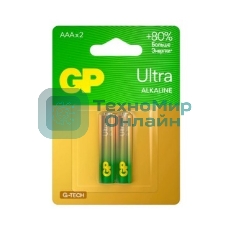 Алкалиновые батарейки GP Ultra Alkaline G-Tech 24А AАA - 2 шт. на блистере