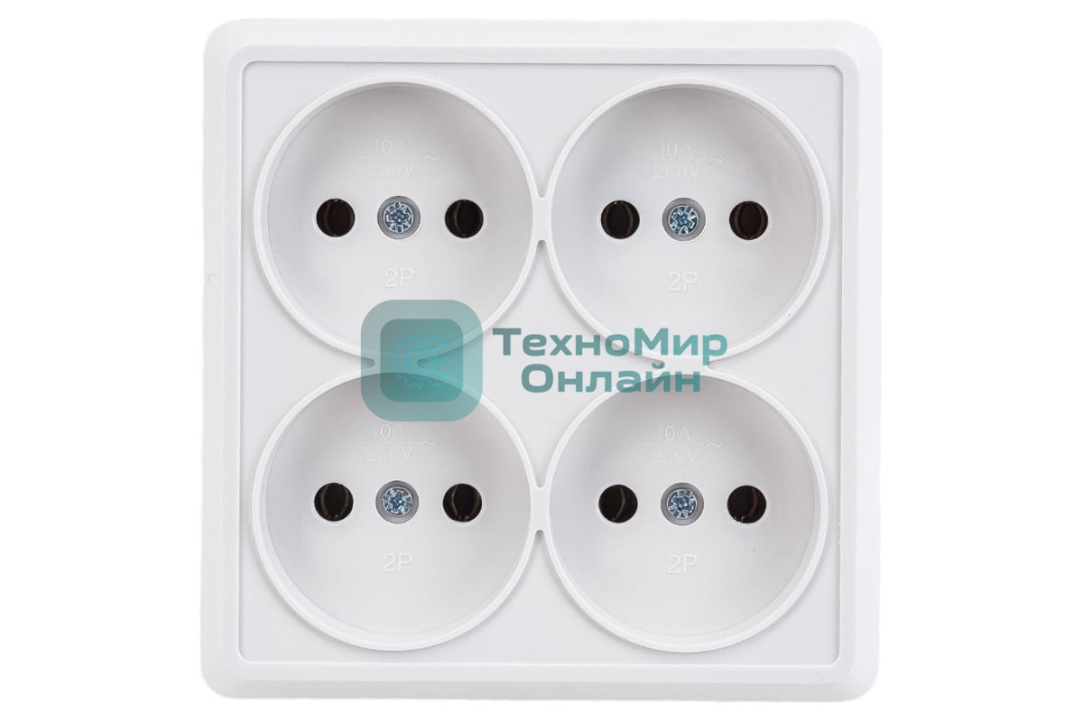 Розетка 4-м ОП Октава 10А IP20 без заземл. белый IEK ERO40-K01-10-DC