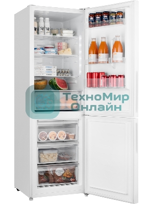 Холодильник Weissgauff WRK 1850 D Full NoFrost белое стекло двухкамерный 223/94 л морозилка снизу