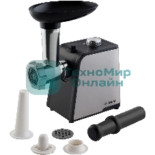 Мясорубка электрическая Hyundai HY-MG2214 серый, 1800 Вт, 2.2 кг/мин, реверс, защита от перегрузки, насадки - 4
