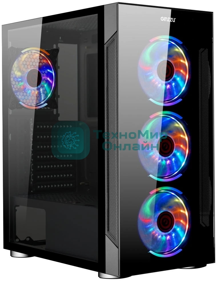 Компьютерный корпус Ginzzu CL280 FAN 12CM RGb*4 USB3.0 Window