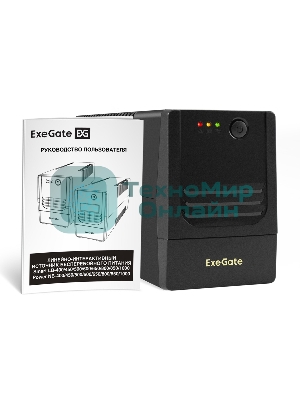 Источник бесперебойного питания ExeGate Power NB-1000.LED.AVR.2SH (1000VA/650W, LED, AVR, 2*Schuko, батарея 12V 9Ah, черный)