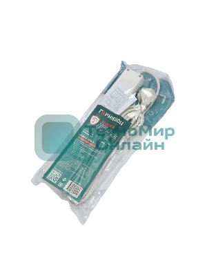 Сетевой фильтр Гарнизон ECL-6-W-5, 6 р, 10А, 5 м, ур.защиты 4, белый, пакет