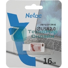 Флешка USB Netac UA31 (NT03UA31N-016G-20P), 16Gb, USB 2.0, R/W 110/45, розовый/белый