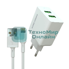 Сетевое зарядное устройство MORE CHOICE (4610196409028) NC11i СЗУ 2USB 2.4A для Lightning 8-pin белый