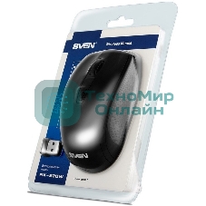 Мышь беспроводная SVEN RX-220W черный, 1600 dpi, радиоканал, USB, кнопки - 4